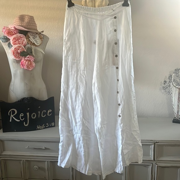 Linen pant large legs with buttons - Picture 1 of 1